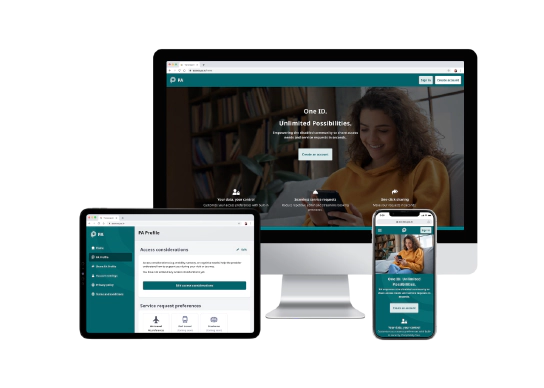 PA Access Link A tablet, desktop and smartphone displaying different PA Access Link pages.
