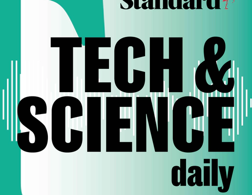 Tech & Science daily podcast logo in black font colour set against a teal background. Tech & Science daily podcast logo in black font colour set against a teal background.